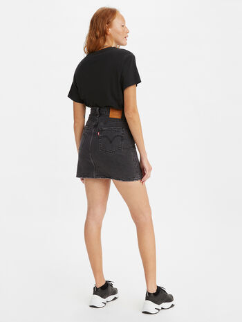 High-Rise Deconstructed Denim Skirt