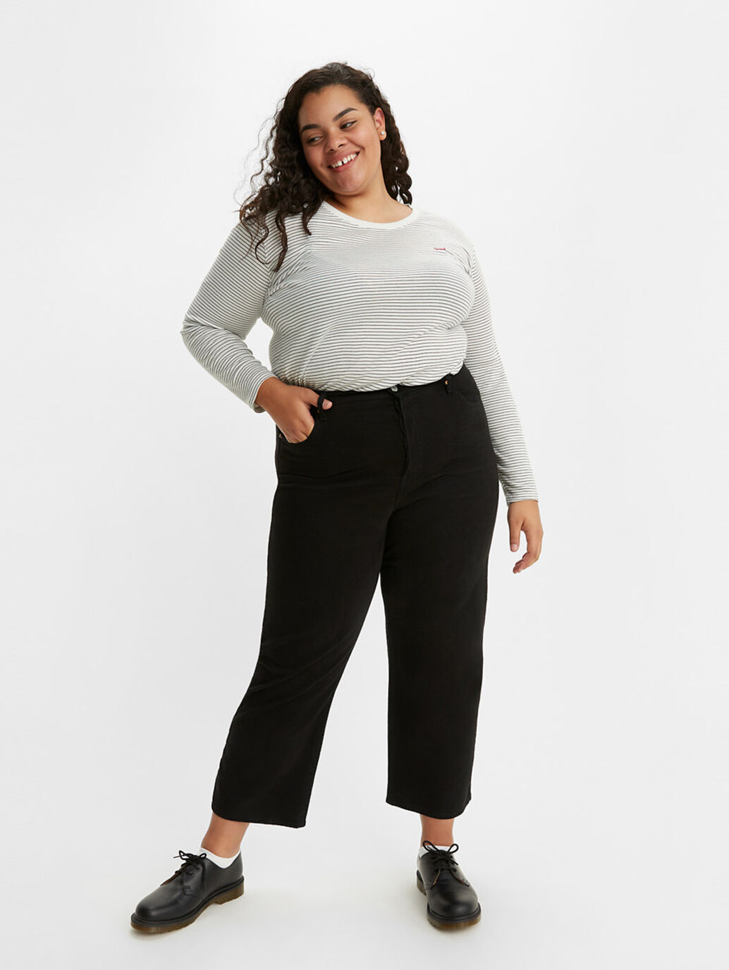 Ribcage Straight Ankle Jeans (Plus Size) in Black Sprout