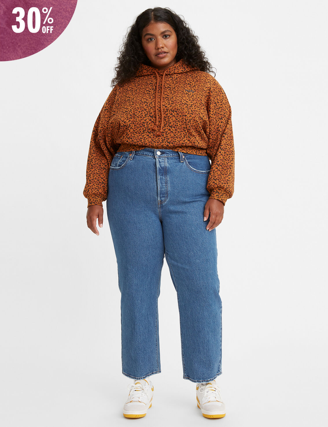 Ribcage Straight Ankle Jeans (Plus Size) in Jazz Pop