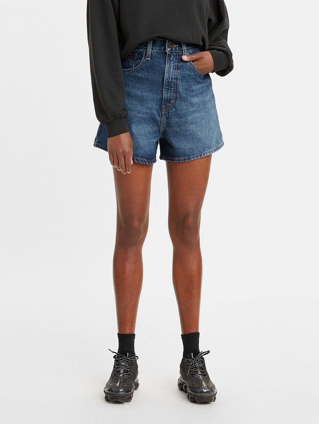 High Loose Jean Shorts in Let Me Ride