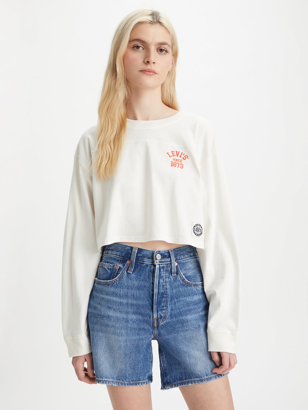 Graphic Cropped Football Tee in Ls Levi'S Since 1873 Tofu